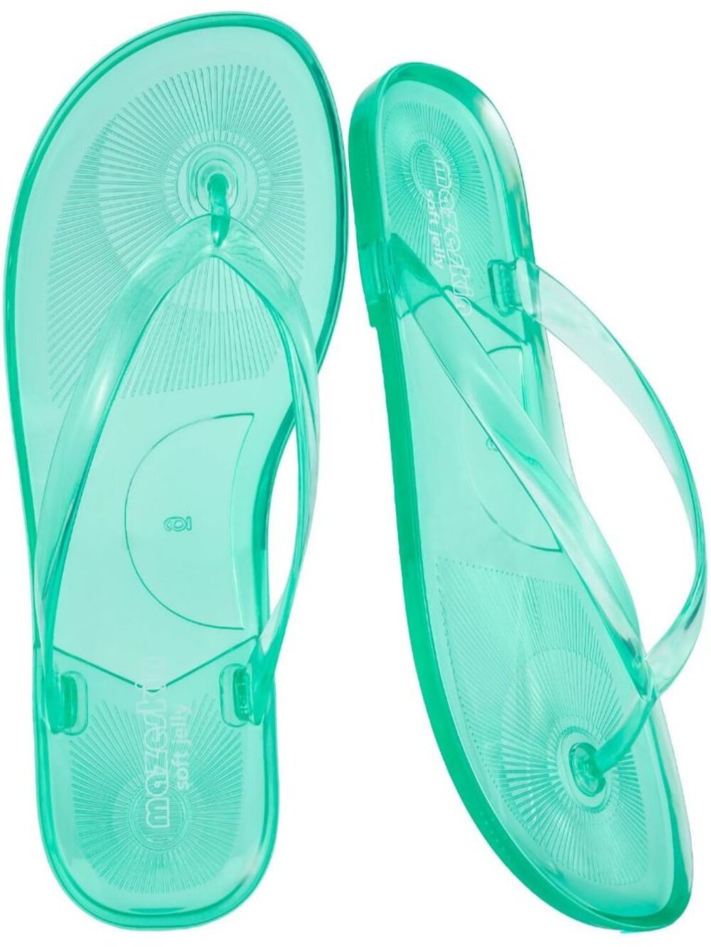 Women's Green Summer Jelly Flip Flops Soft Flexible Casual Thong Flat Sandals
